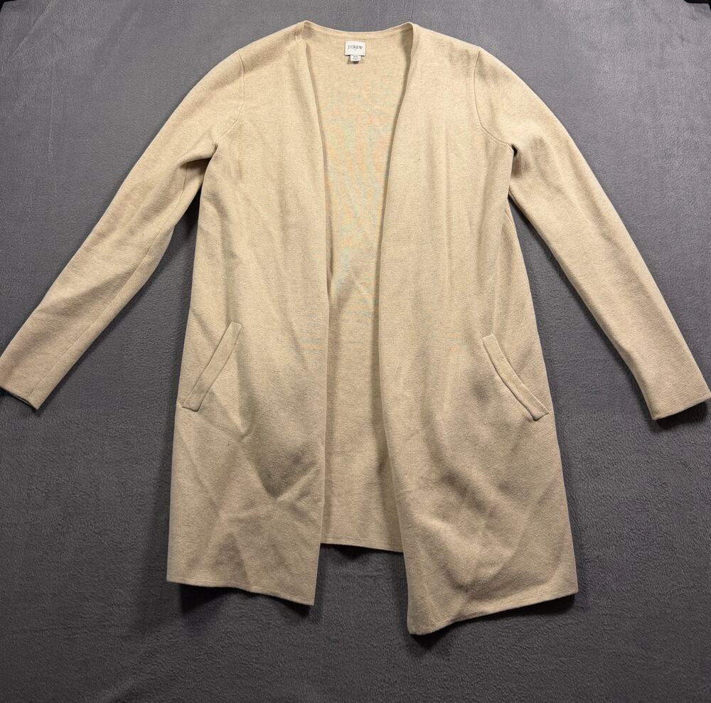 J.Crew Juliette Heather Oat Beige Open Front Knit Collarless Cardigan XS